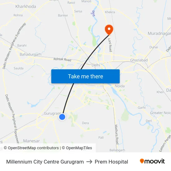 Millennium City Centre Gurugram to Prem Hospital map