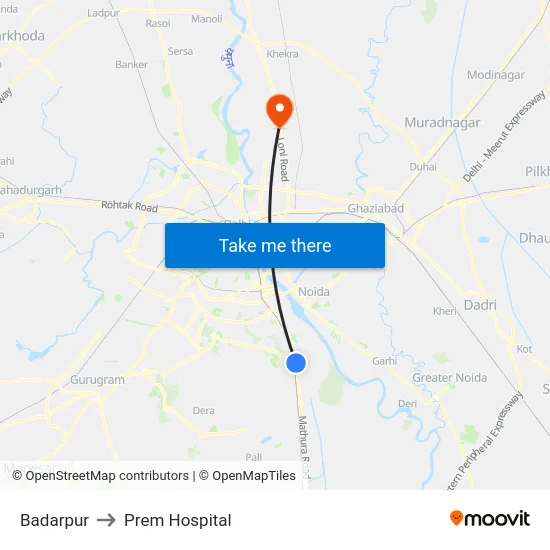 Badarpur to Prem Hospital map