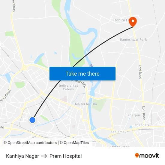 Kanhiya Nagar to Prem Hospital map
