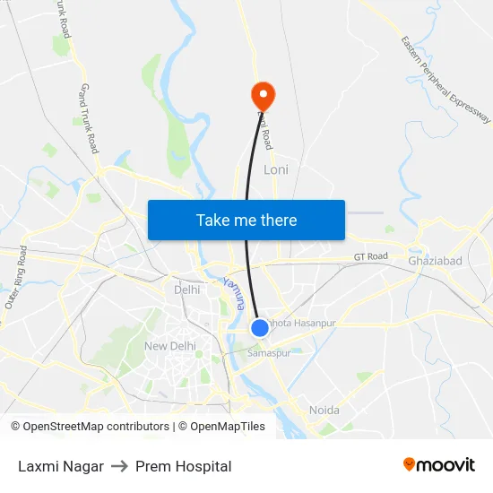 Laxmi Nagar to Prem Hospital map
