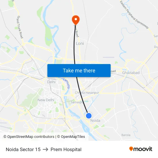 Noida Sector 15 to Prem Hospital map