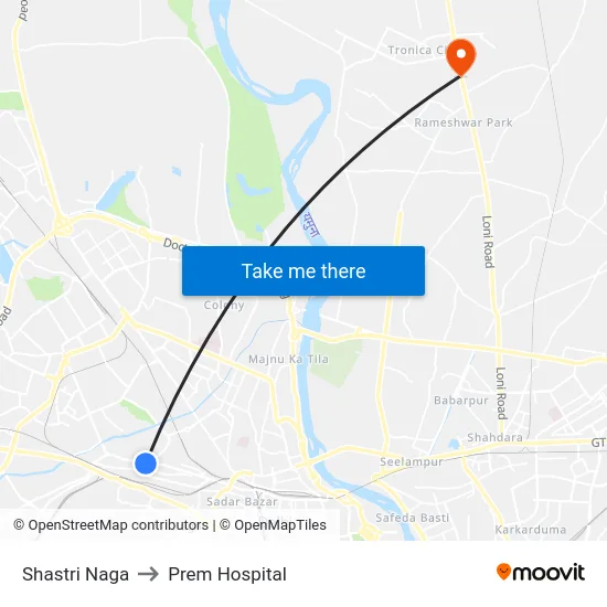 Shastri Naga to Prem Hospital map