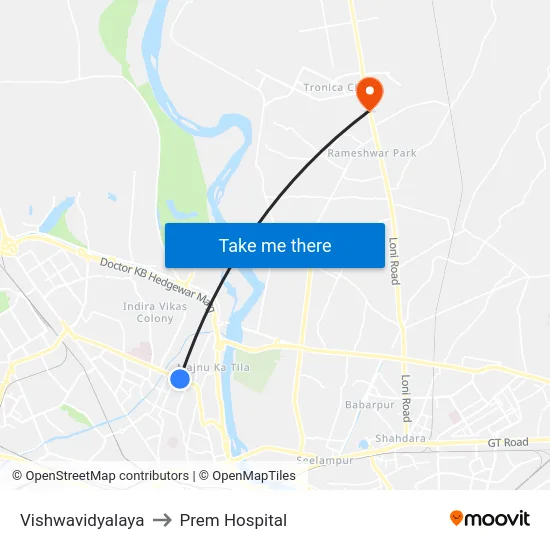 Vishwavidyalaya to Prem Hospital map