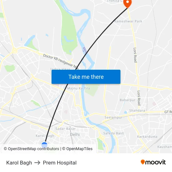 Karol Bagh to Prem Hospital map