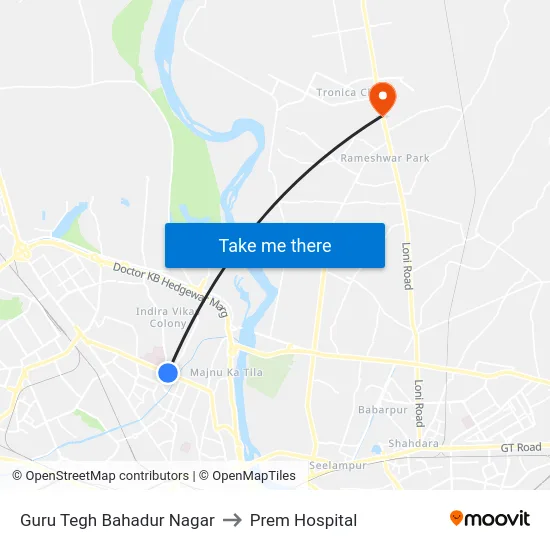 Guru Tegh Bahadur Nagar to Prem Hospital map