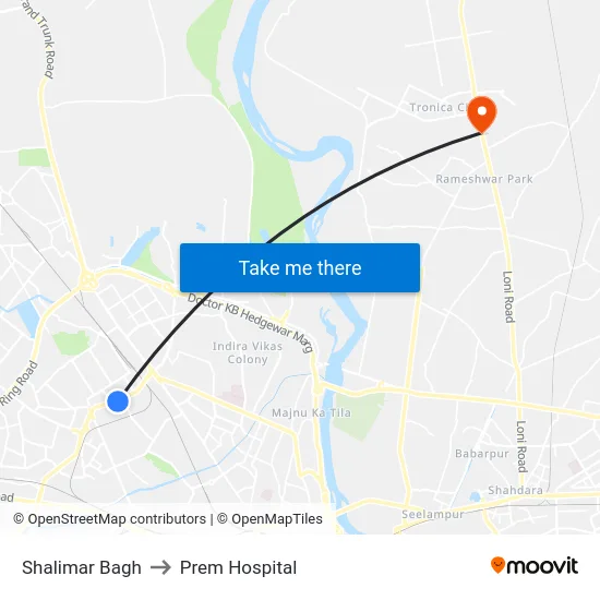 Shalimar Bagh to Prem Hospital map