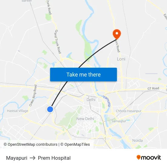 Mayapuri to Prem Hospital map