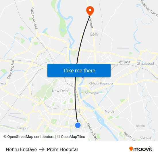 Nehru Enclave to Prem Hospital map