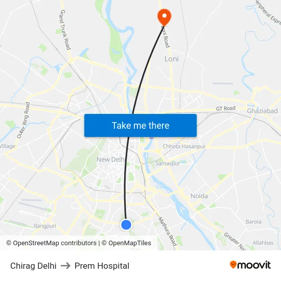 Chirag Delhi to Prem Hospital map