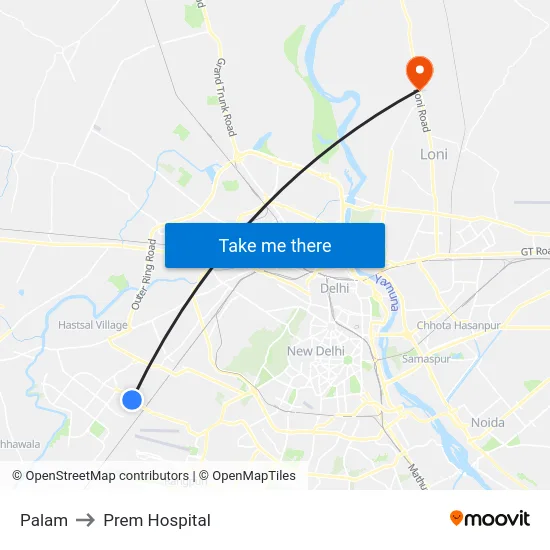 Palam to Prem Hospital map