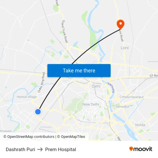 Dashrath Puri to Prem Hospital map
