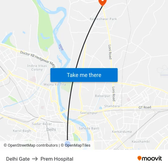 Delhi Gate to Prem Hospital map