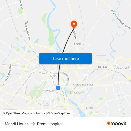 Mandi House to Prem Hospital map