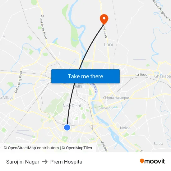Sarojini Nagar to Prem Hospital map