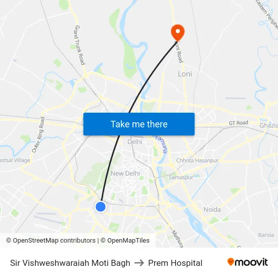Sir Vishweshwaraiah Moti Bagh to Prem Hospital map