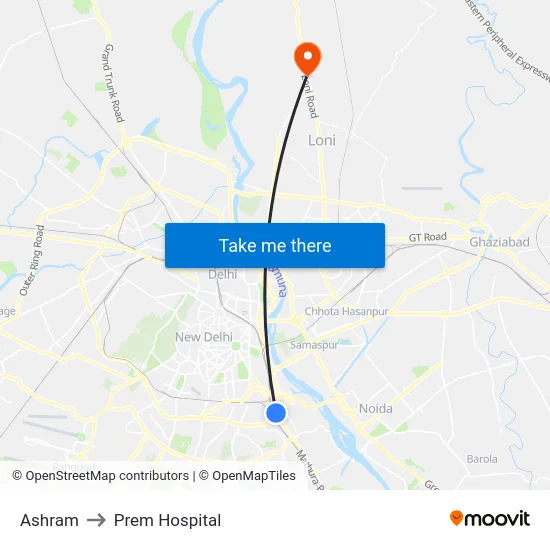 Ashram to Prem Hospital map