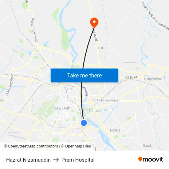 Sarai Kale Khan - Nizamuddin to Prem Hospital map