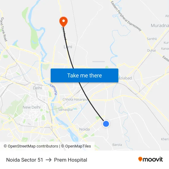 नोएडा सेक्टर 51 to प्रेम अस्पताल map