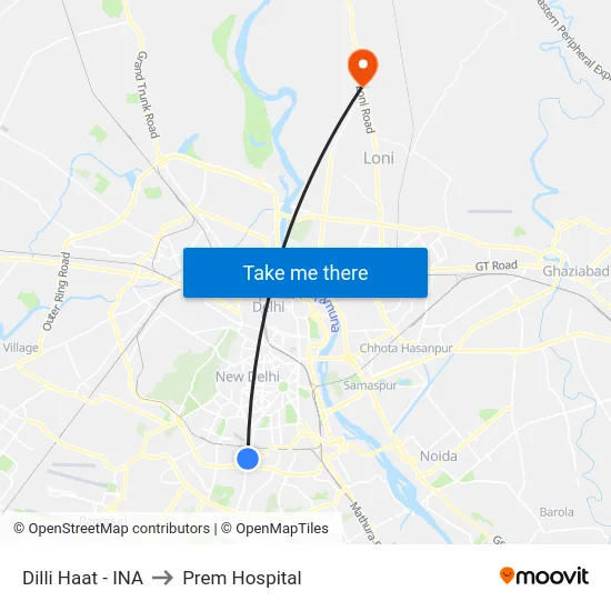 Dilli Haat - INA to Prem Hospital map