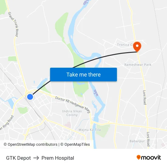 GTK Depot to Prem Hospital map