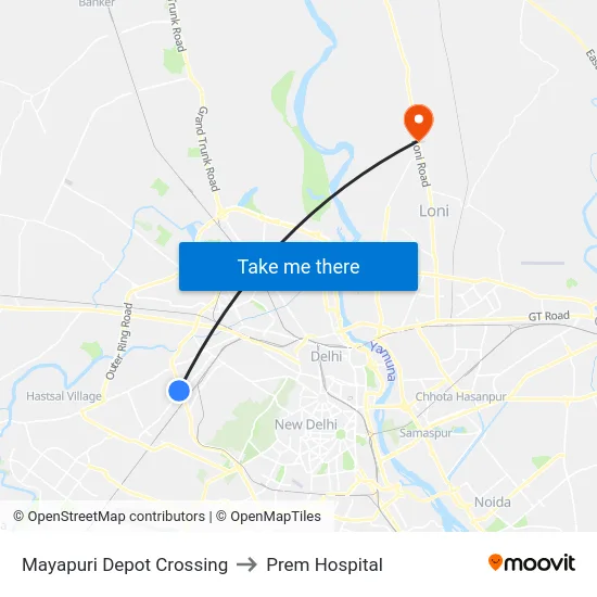 Mayapuri Depot Crossing to Prem Hospital map