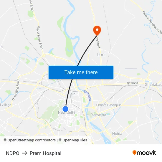 NDPO to Prem Hospital map