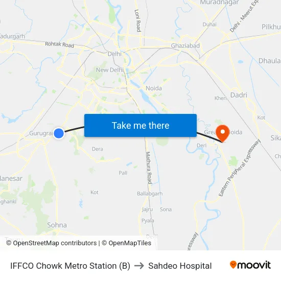 IFFCO Chowk Metro Station (B) to Sahdeo Hospital map
