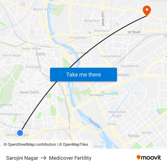 Sarojini Nagar to Medicover Fertility with public transportation