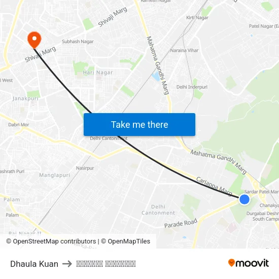Dhaula Kuan to सेंट्रल हॉस्पिटल map