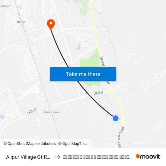 Alipur Village Gt Road to सत्यवादी राजा हरिश्चंद्र हॉस्पिटल map