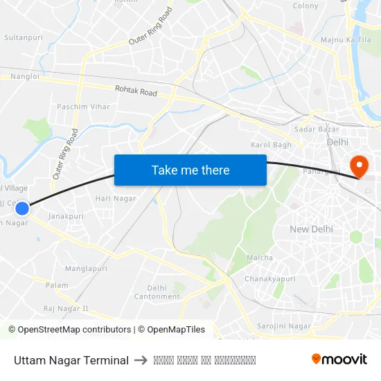 Uttam Nagar Terminal to गुरु नानक आई हॉस्पिटल map