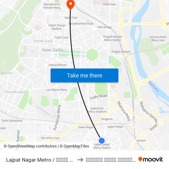 Lajpat Nagar Metro / लाजपत नगर to सेंट्रल रेलवे हॉस्पिटल map