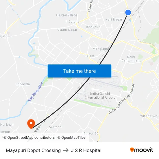 Mayapuri Depot Crossing to J S R Hospital map