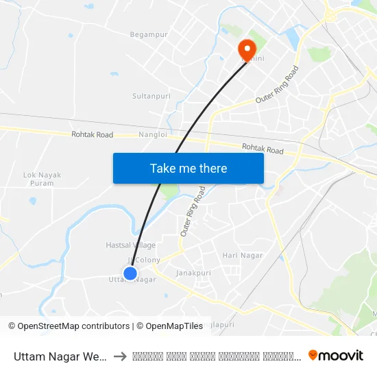 Uttam Nagar West to डॉक्टर बाबा साहेब अम्बेडकर हॉस्पिटल map