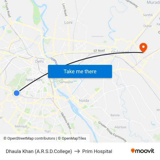 धौला खान (ए.आर.एस.डी. कॉलेज) to प्रिम अस्पताल map
