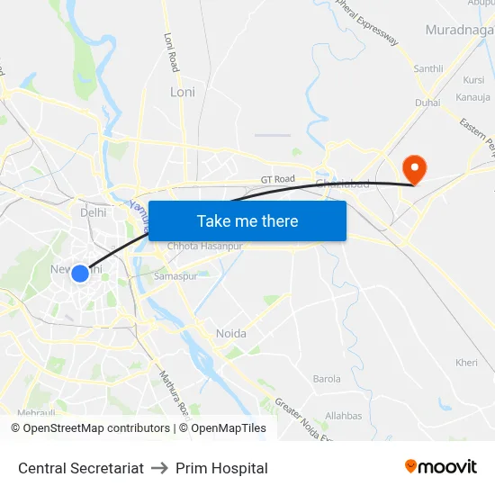 सेंट्रल सेक्रेटेरियट to प्रिम अस्पताल map
