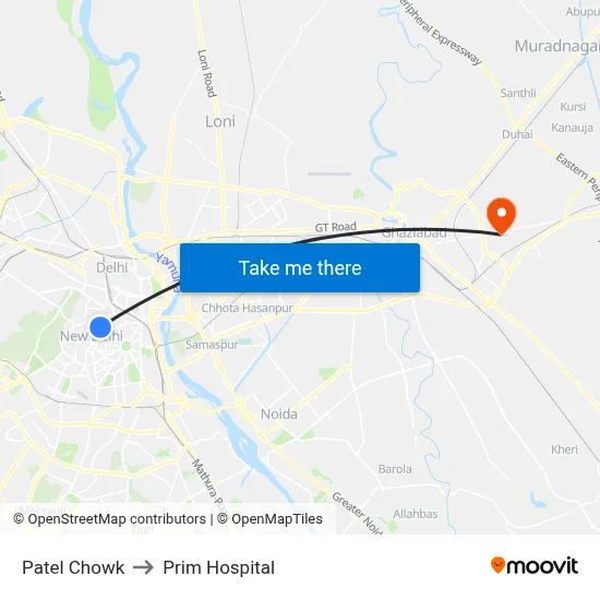 Patel Chowk to Prim Hospital map