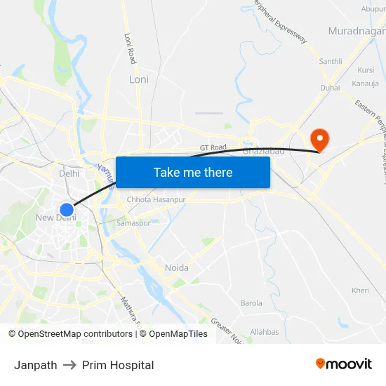 Janpath to Prim Hospital map