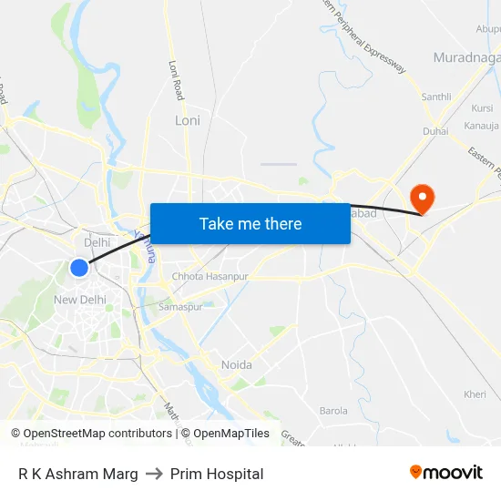 आर के आश्रम मार्ग to प्रिम अस्पताल map