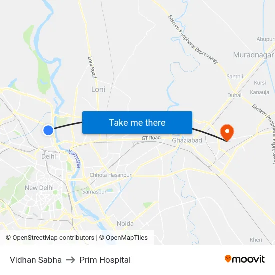 विधान सभा to प्रिम अस्पताल map