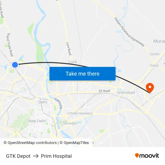 जीटीके डिपो to प्रिम अस्पताल map