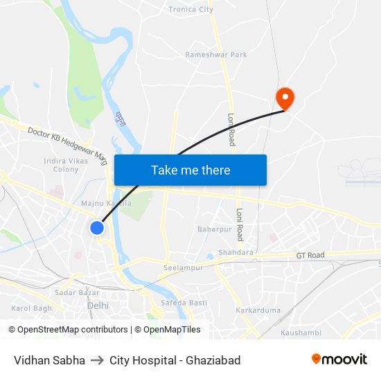 Vidhan Sabha to City Hospital - Ghaziabad map