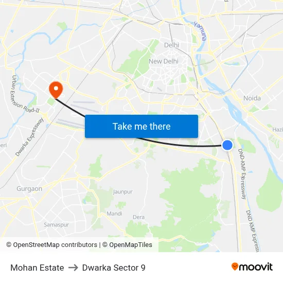 Mohan Estate to Dwarka Sector 9 map