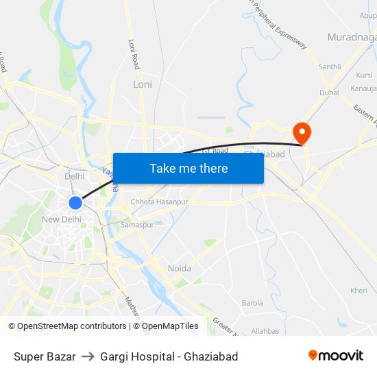 Super Bazar to Gargi Hospital - Ghaziabad map