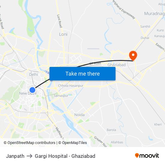Janpath to Gargi Hospital - Ghaziabad map
