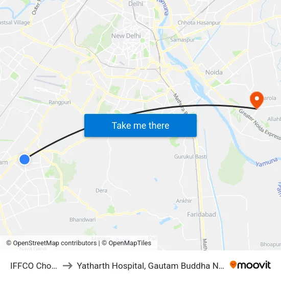 IFFCO Chowk to Yatharth Hospital, Gautam Buddha Nagar map