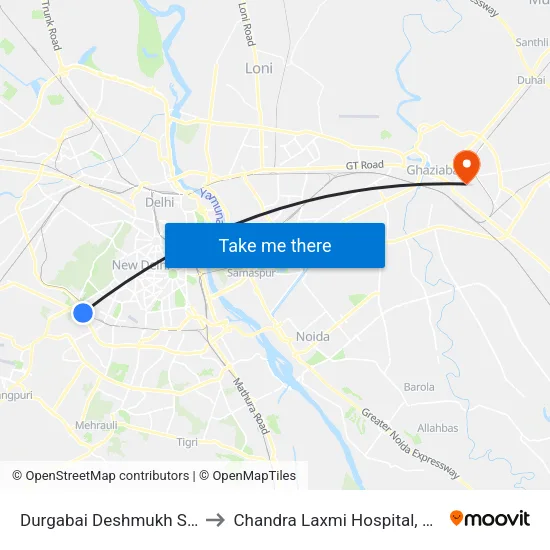 Durgabai Deshmukh South Campus to Chandra Laxmi Hospital, Maliwara Chowk map