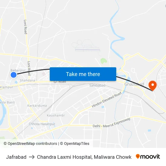 Jafrabad to Chandra Laxmi Hospital, Maliwara Chowk map