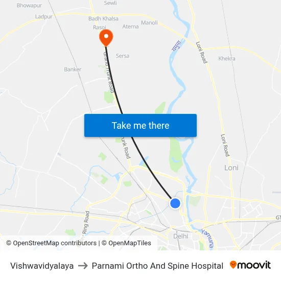 Vishwavidyalaya to Parnami Ortho And Spine Hospital map