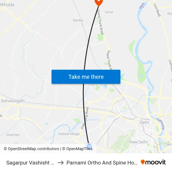 Sagarpur Vashisht Park to Parnami Ortho And Spine Hospital map